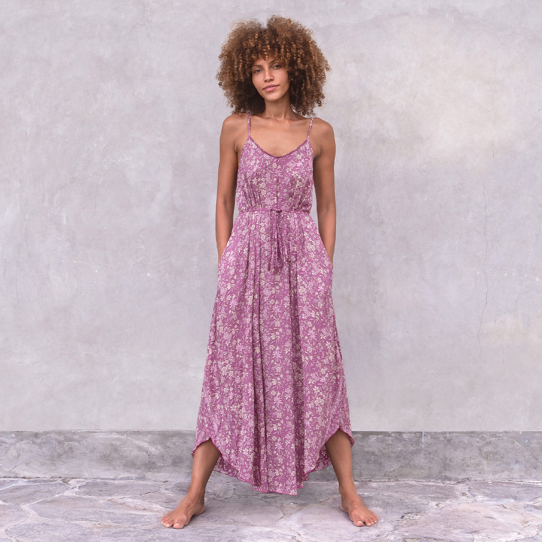 Maxi-Dress Estelle - Carmine Flowers Kleid Jaya Organics   