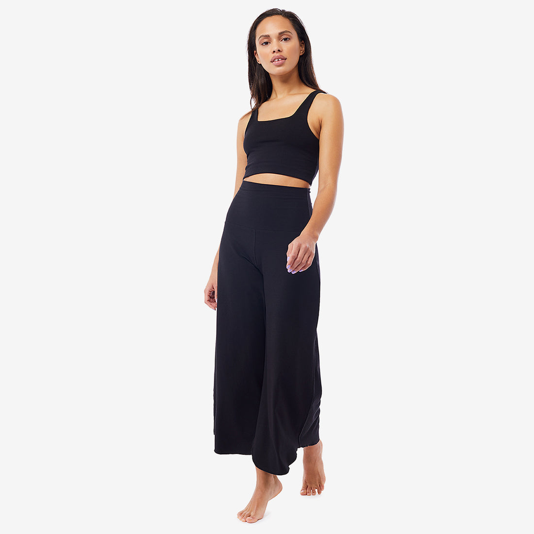 Hose Roll Over Tulip - Black Yogahose Mandala   