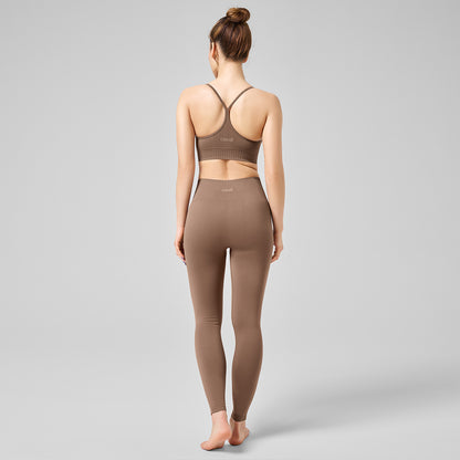 Leggings Seamless Graphical Rib HW - Taupe Brown