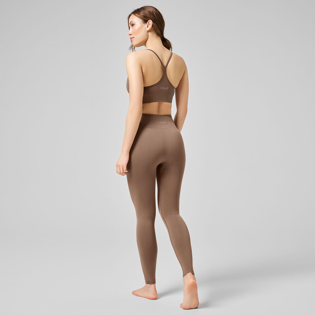 Leggings Seamless Graphical Rib HW - Taupe Brown