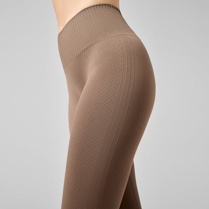 Leggings Seamless Graphical Rib HW - Taupe Brown