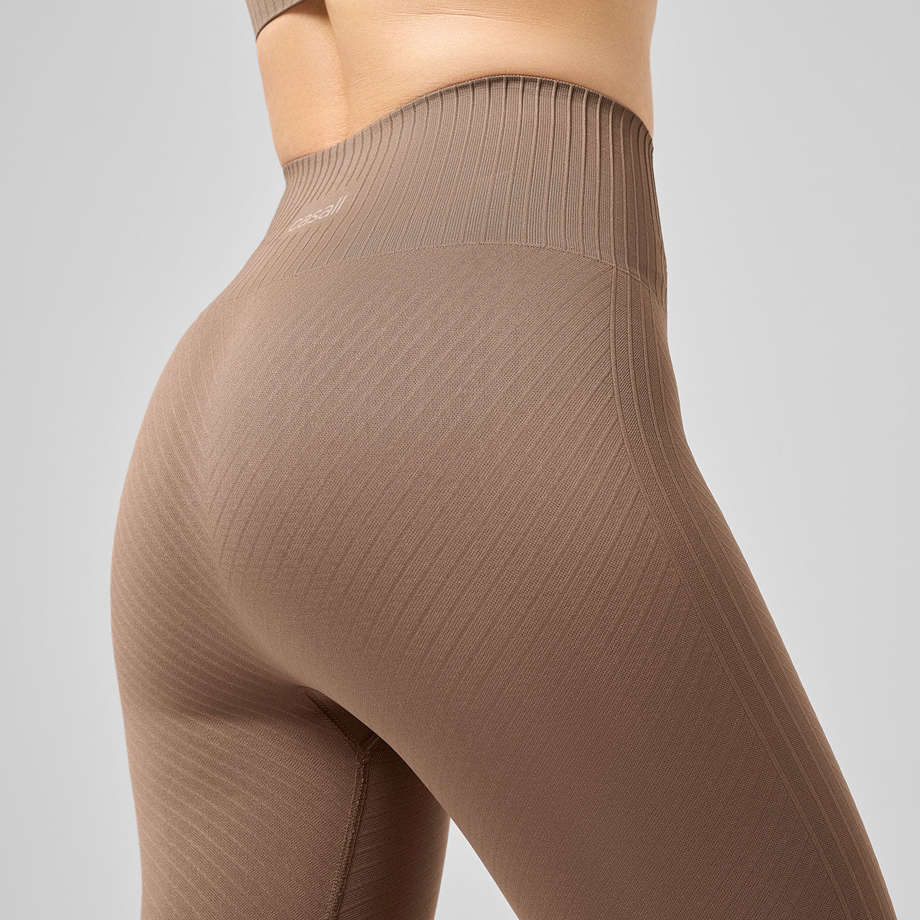 Leggings Seamless Graphical Rib HW - Taupe Brown