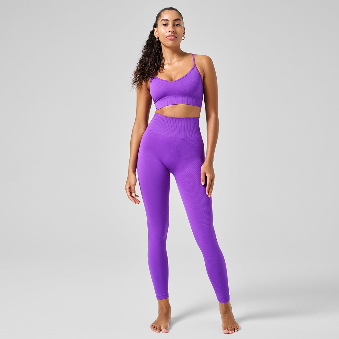 Casall Leggings Seamless Graphical Rib HW - Lilac   