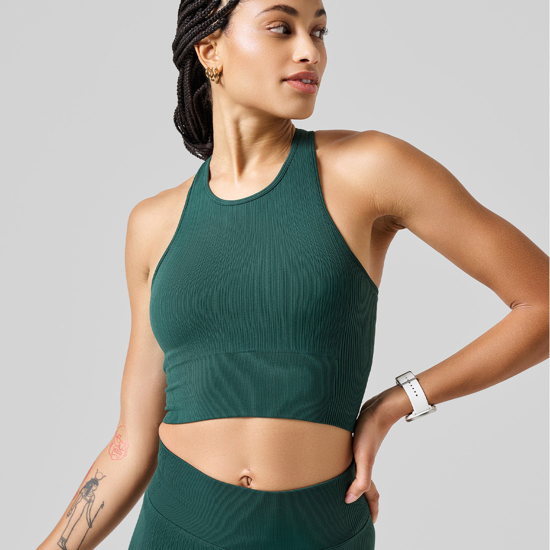 Multi Rib Seamless Padded Sports Top - Dark Pine Top Casall   