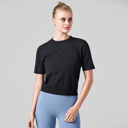 T-Shirt Seamless Rib Sleeve - Black T-Shirt Casall   