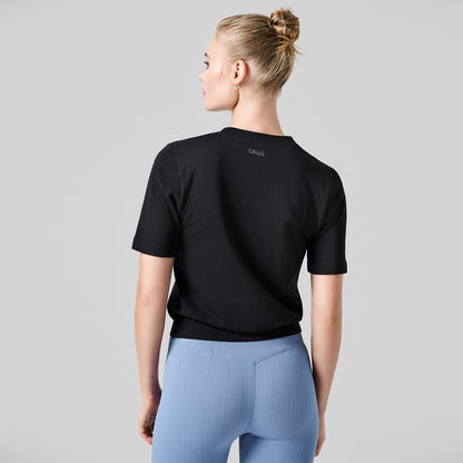 T-Shirt Seamless Rib Sleeve - Black T-Shirt Casall   