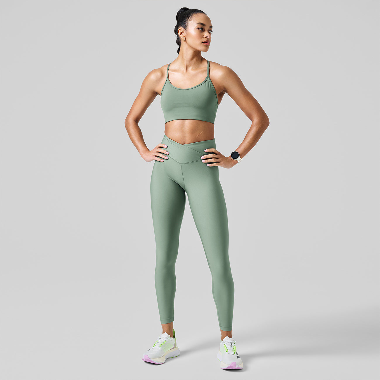 Leggings Overlap High Waist - Dusty Green