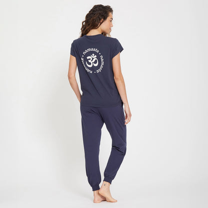 T-Shirt Namaste - Marineblau T-Shirt Yogasearcher   