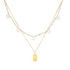 Layering Kette aus Choker Kette mit Amazonit Edelsteinein und goldene Buddha Kette.